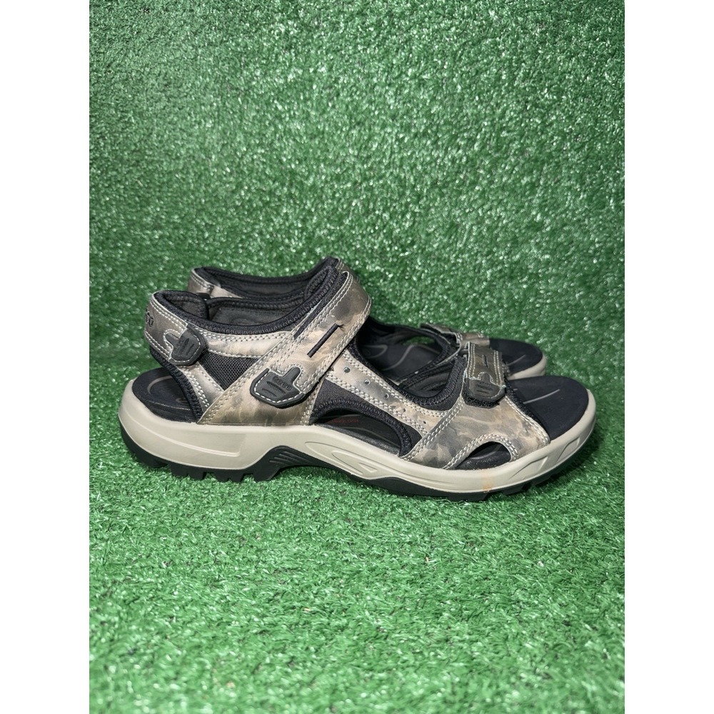 ECCO Yucatan Mens 14 US 48 EU Grey Camo Leather Adjustable Sandals Hiking Shoes